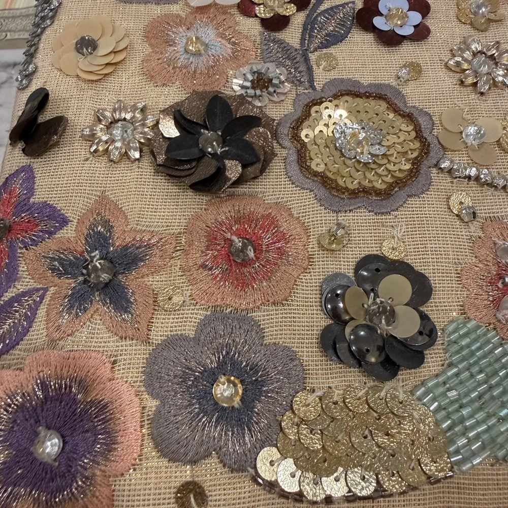 Floral Embellished with embroidery and sequins jewelry organizer